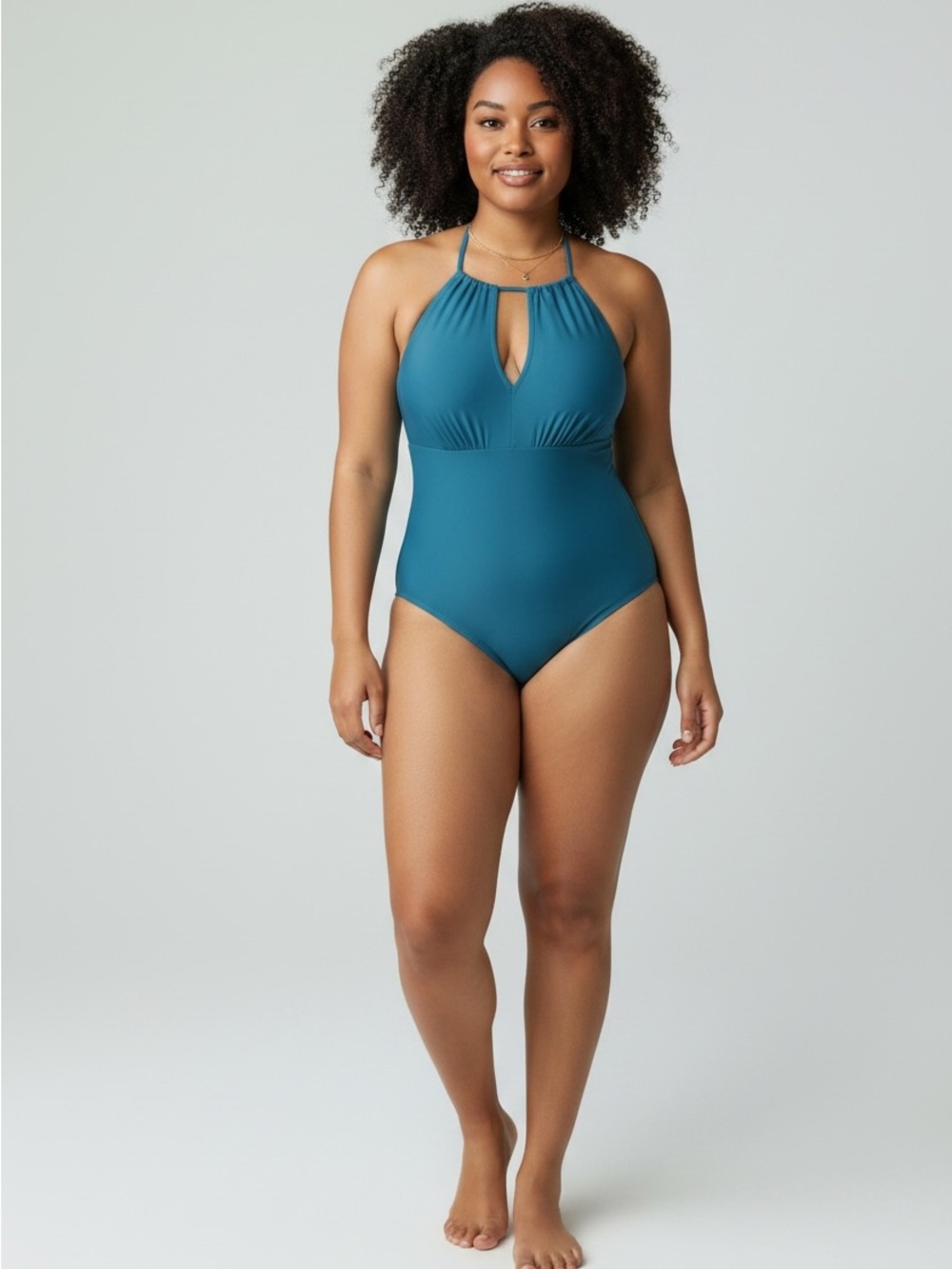 Cupshe Plus Size 2X Swimsuit One Piece Teal Cutout Tummy Control Bathing Suit